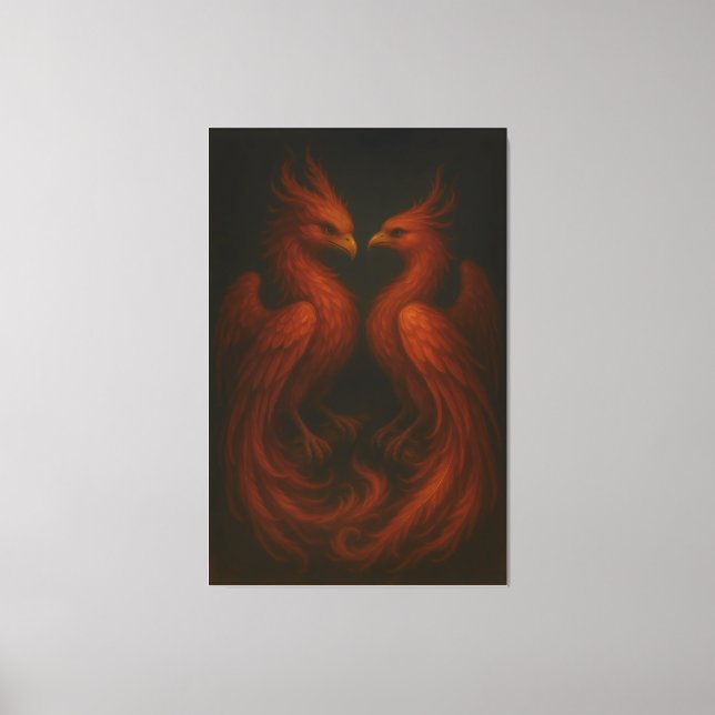 Toile Royal Fire Phoenix Pair – Luxury Canvas Art (Recto)