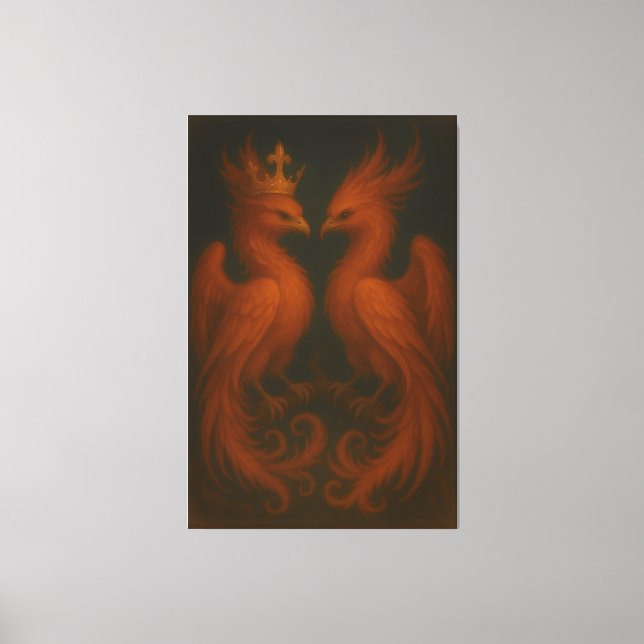 Toile Royal Gold Phoenix Pair · Luxury Fine Art Canvas (Recto)