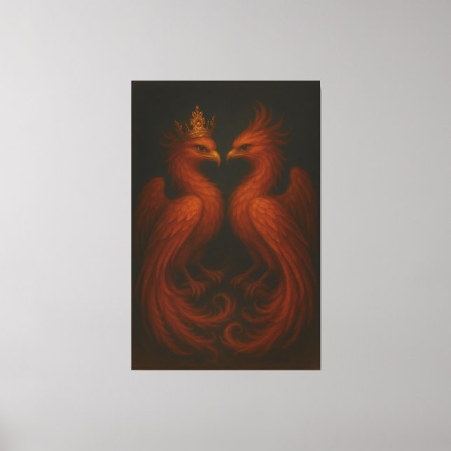 Toile Royal Gold Phoenix Pair · Luxury Fine Art Canvas (Recto)