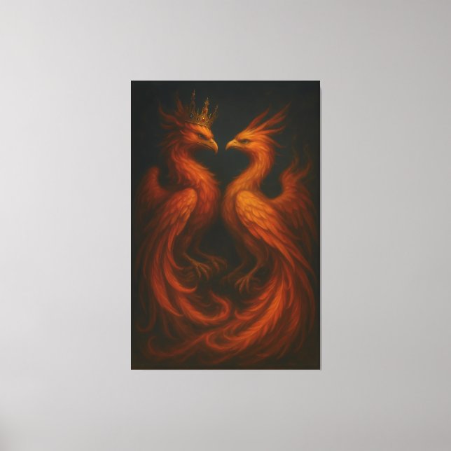 Toile Royal Gold Phoenix Pair · Luxury Fine Art Canvas (Recto)