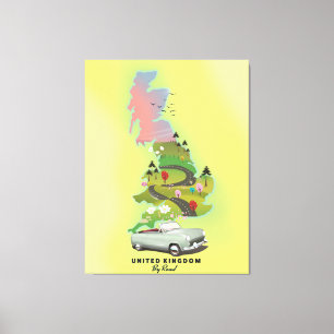 Toile Royaume-Uni "By Road" Affiche de voyage vintage.