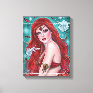 Toile Ruby Carmina red mermaid art par Renee Lavoie