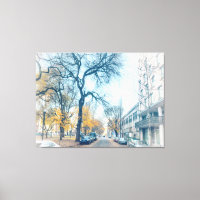 Rue d'automne avec arbres et voitures