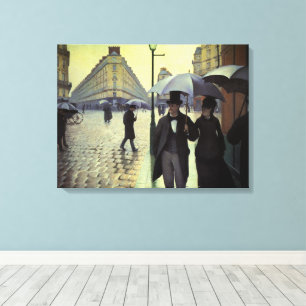 Toile Rue de Paris par temps de pluie par Gustave Caille