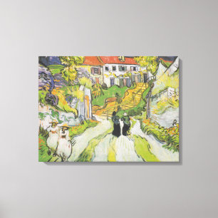 Toile Rue du village et escaliers d'Auvers avec figures