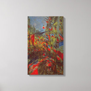 Toile Rue Montorgueil avec drapeaux de Claude Monet