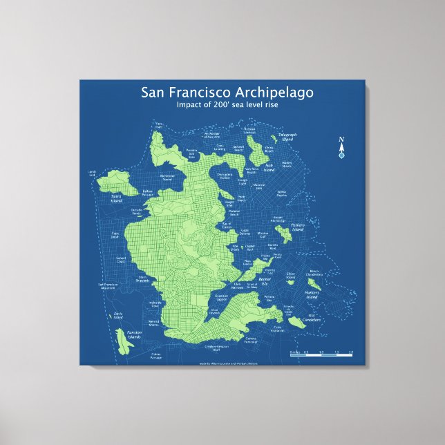 Toile Rues submergées de SF, élévation du niveau de la m (Recto)