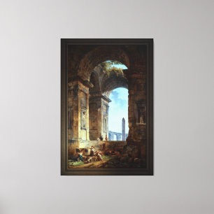 Toile Ruines Avec Un Obélisque Dans La Distance