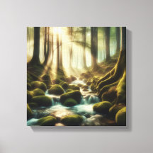 Ruisseau de forêt tranquille avec lumière vintage