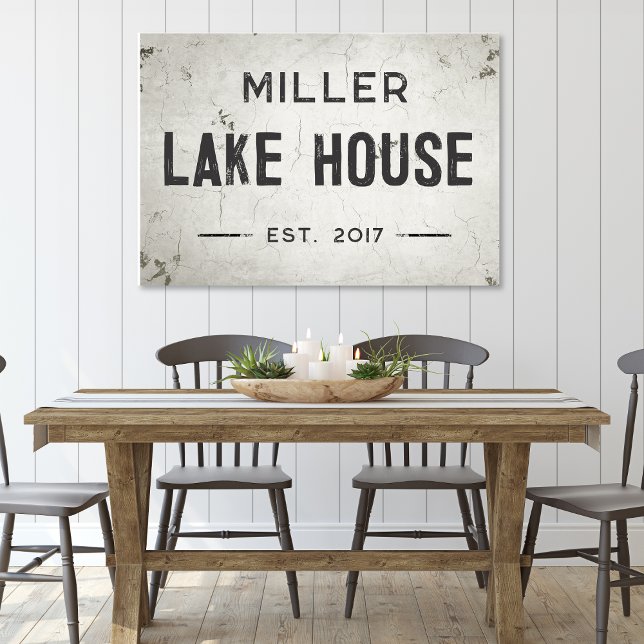 Toile Russe Moderne Industriel Agritourisme Maison Lac (Rustic Modern Industrial Farmhouse Lake House Stretched Canvas Wall Art)