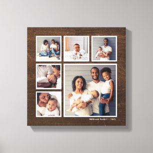 Toile Rustic Faux Grange Bois 6 Carré Photo Collage
