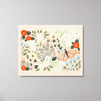 Rustique rose Brown Boho-Chic Floral Papillon Art