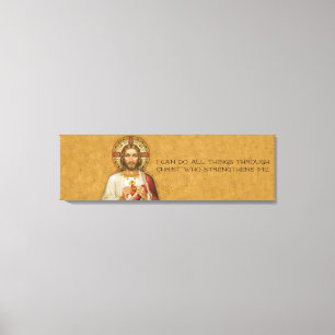 Toile Sacré Coeur de Jésus avec la Bible Verse