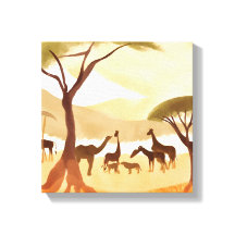 Safari Animaux | Aquarelle de la nature Silhouette