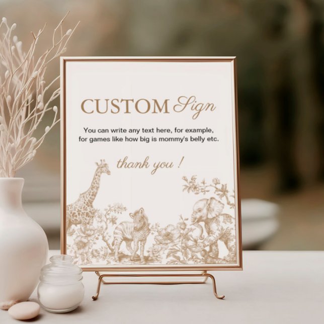 Toile Safari Baby Shower Custom Text Sign (Creator Uploaded)