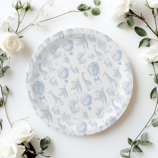 Toile Safari Hot Air Balloons Baby shower Paper Plate (Creator Uploaded)