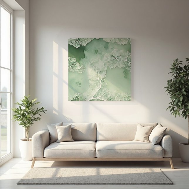 Toile Sage Lace Lichen Abstrait - biologique moderne (Sage Lace Lichen Abstract: Ethereal Organic Modern Art with Delicate Botanical Texture.)