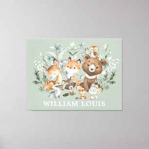 Toile Sage Whimsical Green Forêt Animaux