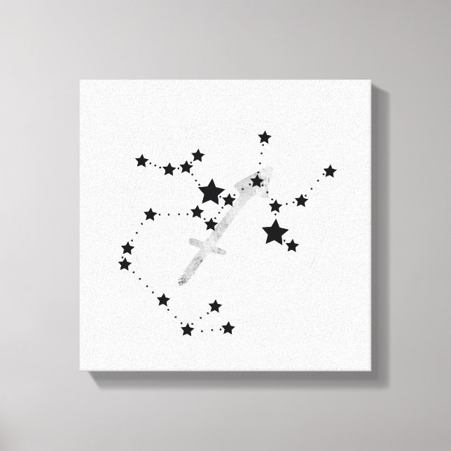 Toile Sagittaire noir et argent constellation zodiaque (Recto)