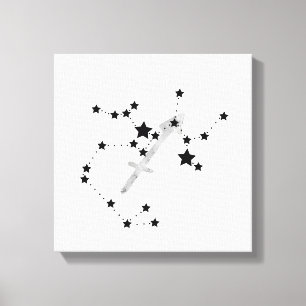Toile Sagittarius black & silver constellation zodiac