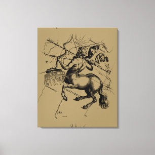Toile Sagittarius Constellation Hevelius 1690 Engraving