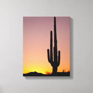 Toile Saguaro Cactus au coucher du soleil