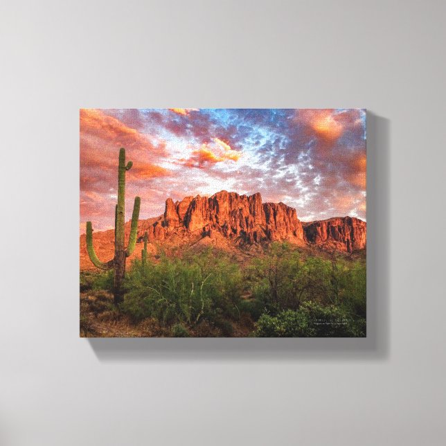 Toile Saguaro Cactus Superstition Coucher de soleil de m (Recto)
