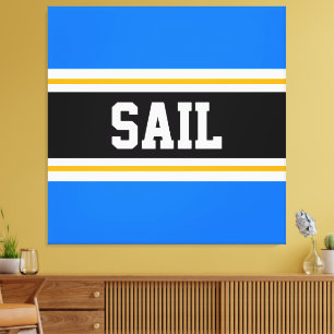 Toile SAIL Bright Blue Black White Yellow Stripes de cou