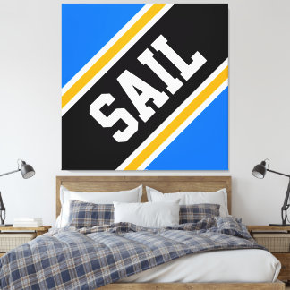 Toile SAIL Bright Blue Orange Black Orange White Stripes