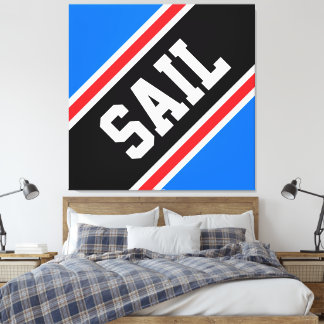 Toile SAIL Bright Blue Red Black White Racing Stripes