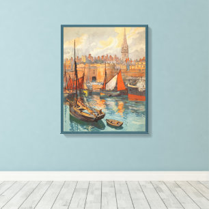 Toile Saint Malo, France, Art de l'affiche de voyage vin