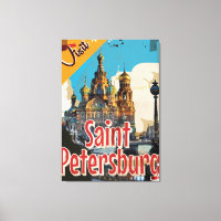 Saint-Pétersbourg, Russie Affiche de voyage vintag