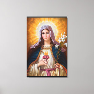 Toile Sainte-mère Marie Coeur immaculé, foi catholique,
