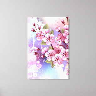 Toile Sakura rose sur la peinture Arrière - plan