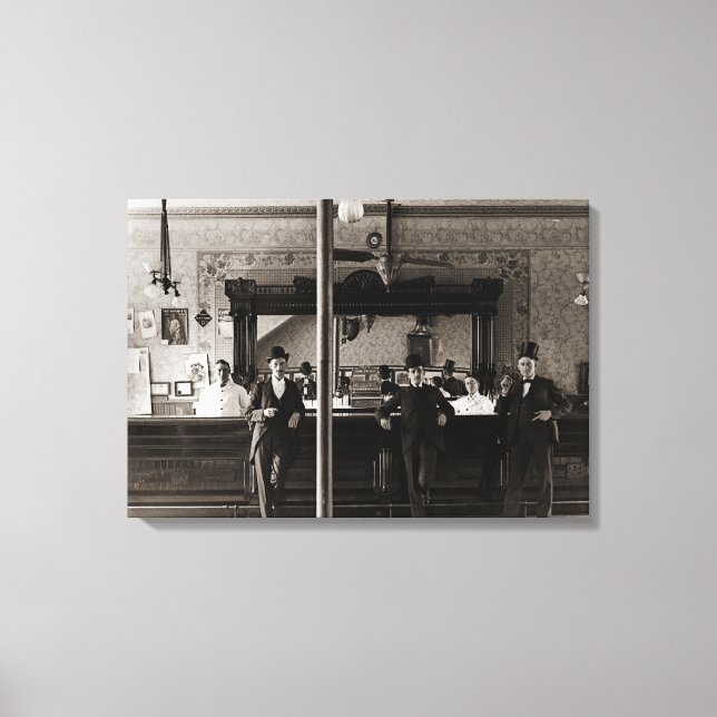 Toile Saloon Bar Interior Men Man Cave 1890's Photo pub (Recto)