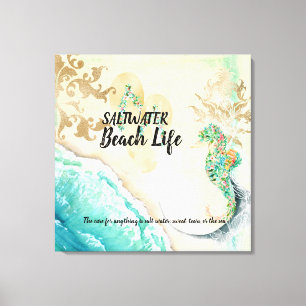Toile Saltwater Beach Life Sehorse Faux Canvas Imprimer