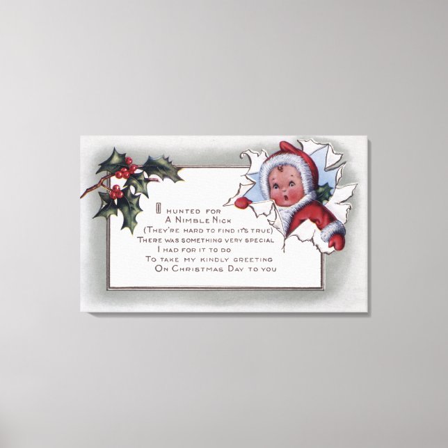 Toile Salutation de NoëlPetit enfant à travers le papier (Recto)