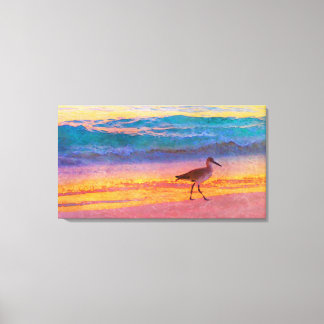 Toile Sandpiper de plage au coucher du soleil