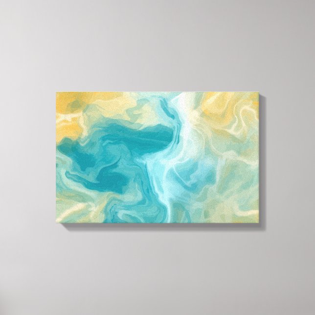 Toile Sandy Brown Ocean Blue Fluid Art (Recto)