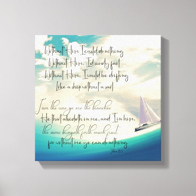 Toile Sans lui Hymne paroles avec la Bible Verse (Recto)