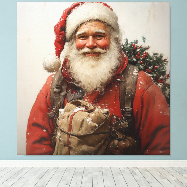Toile Santa Claus classique Un art de Noël plein de coeu (Insitu (Plancher de Bois))