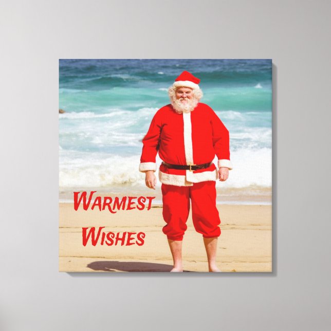 Toile Santa Clause sur la plage les plus chauds souhaits (Recto)