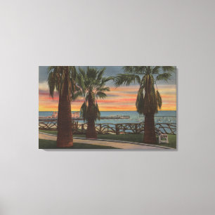 Toile Santa Monica, CA - port de yacht et vue de coucher