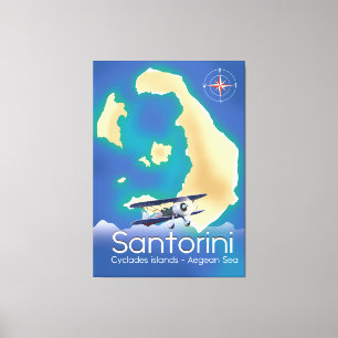 Toile Santorin îles Cyclades mer Égée carte