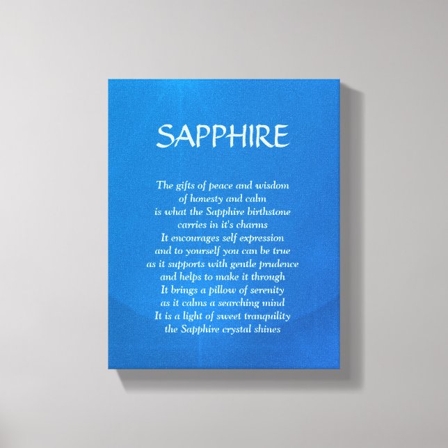 Toile Sapphire pierre de naissance - Septembre poème art (Recto)