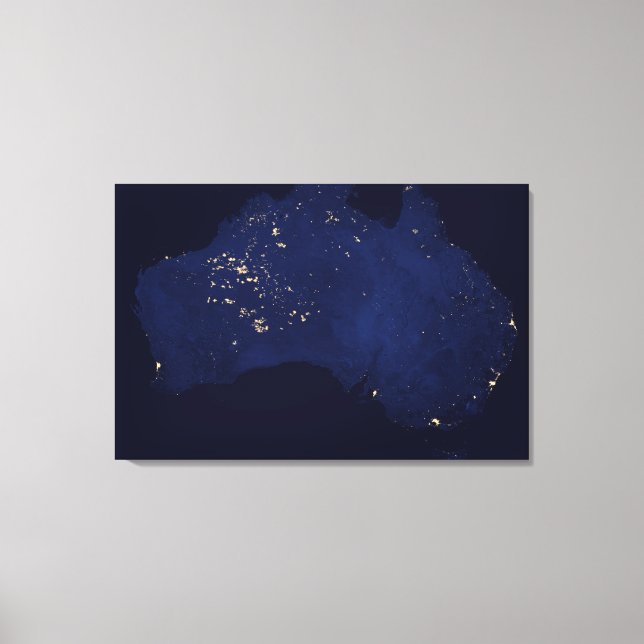 Toile Satellite Les Lumières Nocturnes De L'Australie. (Recto)