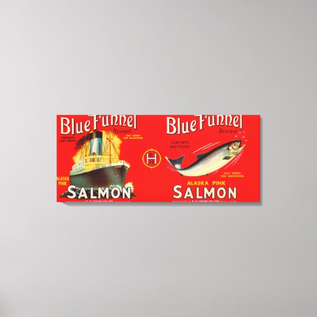 Toile Saumon de marque Blue Funnel - Seattle, WA (Recto)