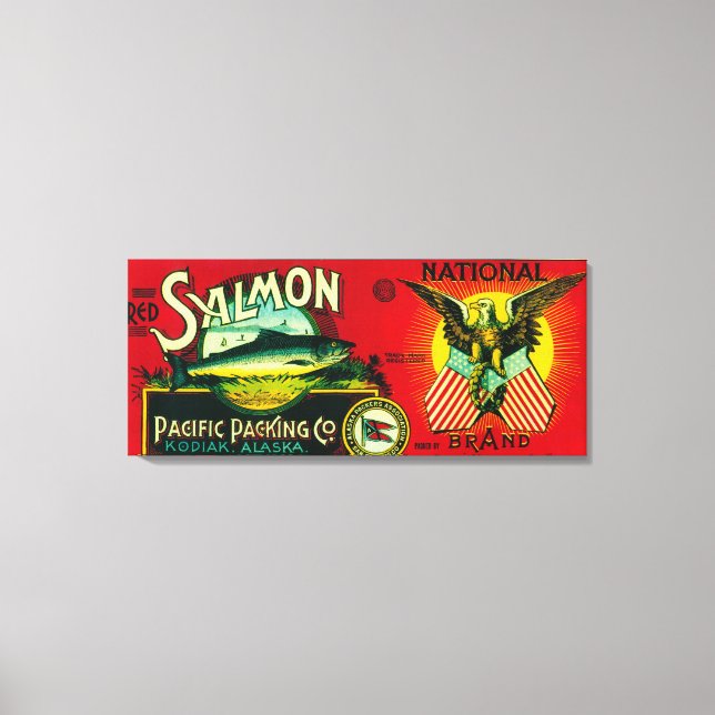 Toile Saumon national Can LabelKodiak, AK (Recto)