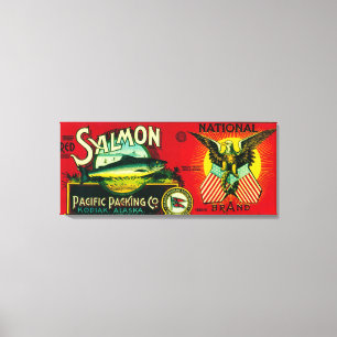 Toile Saumon national Can LabelKodiak, AK