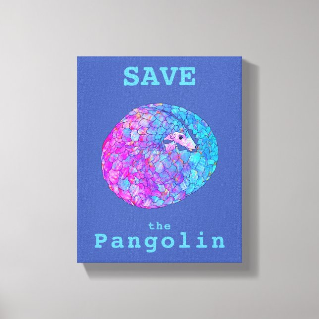 Toile Sauvons les Pangolins slogan rose bleu (Recto)